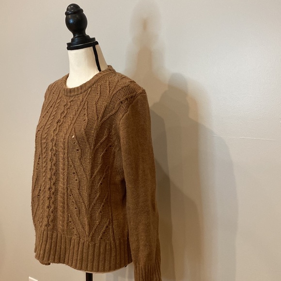 Womens J Crew factory brown Donegal cable knit sweater wool blend neutral - Picture 6 of 9